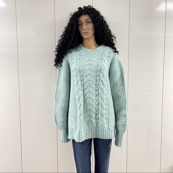 Mint Green Cable Knit Sweater 